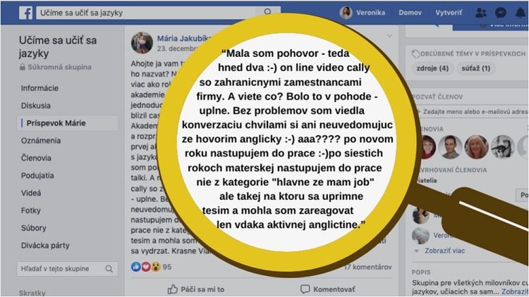 screenshot príbehu p úspešnom pohovore v angličtine