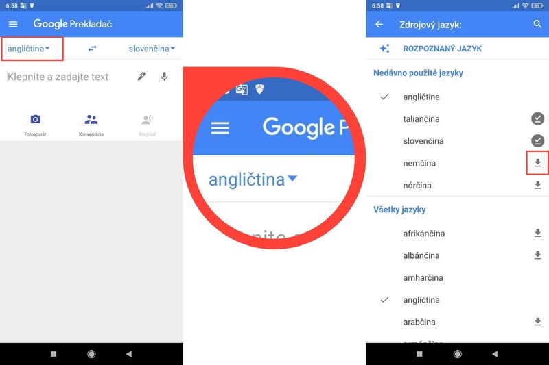 Prekladač Google - Kombinácia jazykov