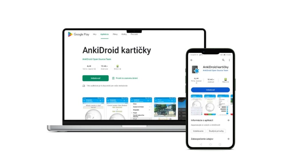 Aplikáciu Anki si môžete stiahnuť v obchode Google Play, no môžete ju používať aj na počítači.