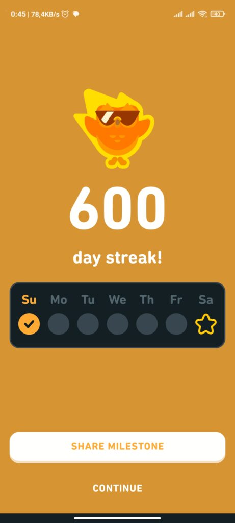 600 dní na Duolingu.