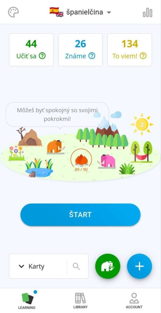 ukážka gamifikácie appky duocards