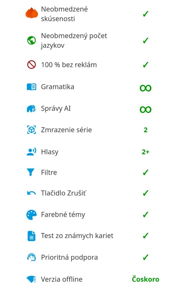 vymenované benefity premium verzie duocards