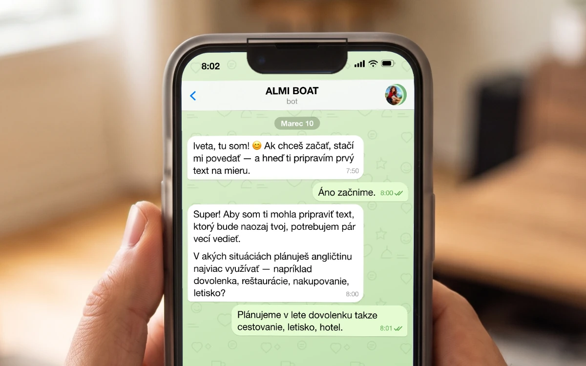 ALMI v telefóne s Telegram chatom