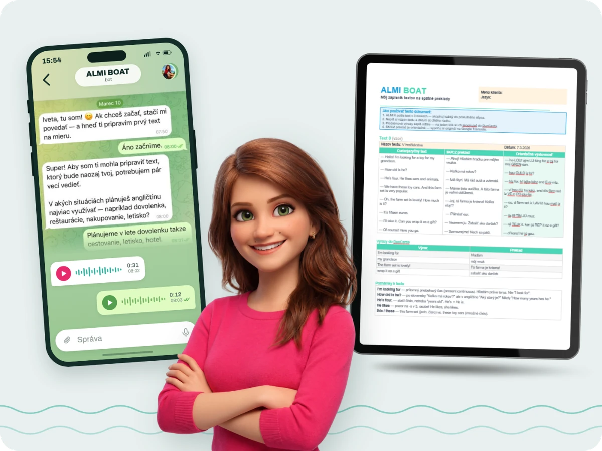 Lydka BOAT – chat s AI mentorkou ALMI a zápisník textov