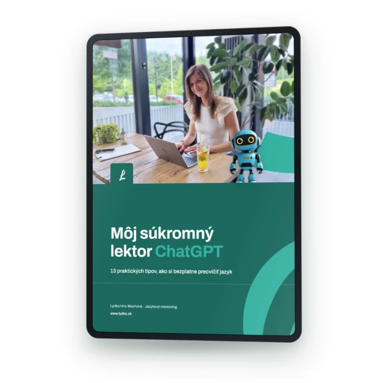 E-book Môj súkromný lektor ChatGPT zobrazený na tablete